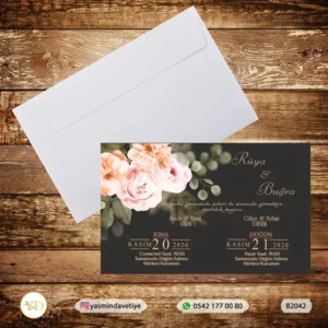 BEYAZ ZARFLI DAVETİYE B2042 Yasmin Davetiye Düğün Davetiyeleri , Sünnet Davetiyeleri, Nişan Davetiyeleri