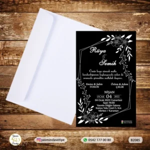 BEYAZ ZARFLI DAVETİYE B2085 Yasmin Davetiye Düğün Davetiyeleri , Sünnet Davetiyeleri, Nişan Davetiyeleri
