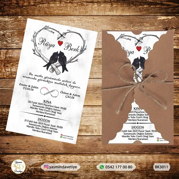 BURGU KRAFT ZARFLI DAVETİYE BK3011 Yasmin Davetiye Düğün - Sünnet - Nişan Davetiyeleri BURGU KRAFT ZARFLI DAVETİYE BK3011 - Görsel 1
