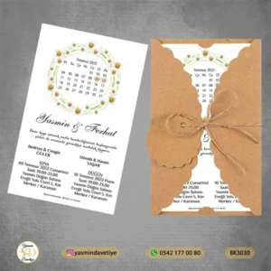 BURGU KRAFT ZARFLI DAVETİYE BK3030 Yasmin Davetiye Düğün Davetiyeleri , Sünnet Davetiyeleri, Nişan Davetiyeleri