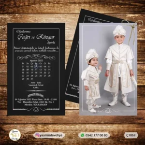 ÇİFTLİ DAVETİYE Ç1069 Yasmin Davetiye Düğün Davetiyeleri , Sünnet Davetiyeleri, Nişan Davetiyeleri