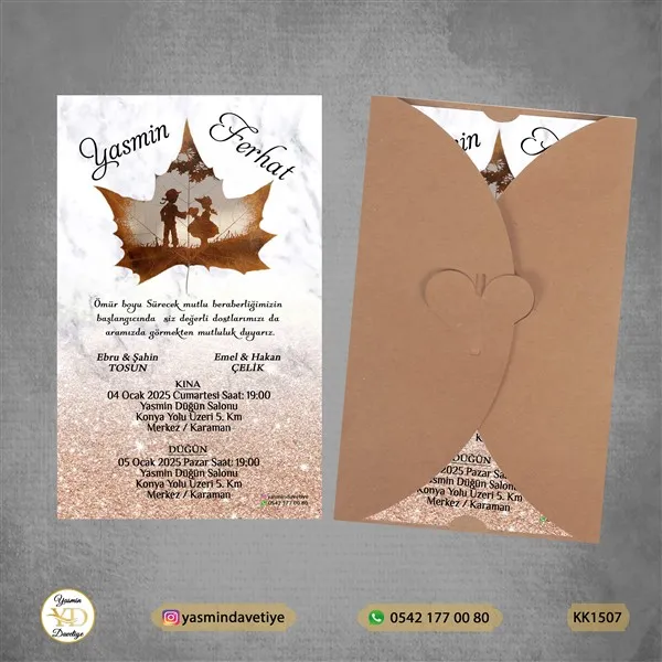 KALP KRAFT ZARFLI DAVETİYE KK1507 Yasmin Davetiye Düğün - Sünnet - Nişan Davetiyeleri KALP KRAFT ZARFLI DAVETİYE KK1507 - Görsel 1