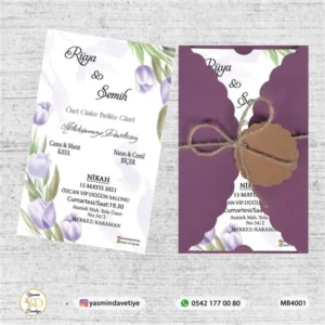 BURGU MOR ZARFLI DAVETİYE MB4001 Yasmin Davetiye Düğün Davetiyeleri , Sünnet Davetiyeleri, Nişan Davetiyeleri