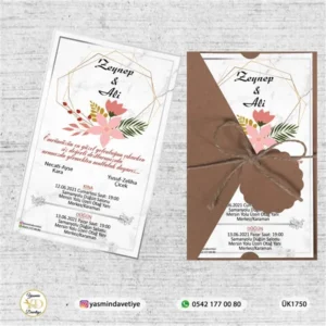 ÜÇGEN KRAFT ZARFLI DAVETİYE ÜK1750 Yasmin Davetiye Düğün Davetiyeleri , Sünnet Davetiyeleri, Nişan Davetiyeleri