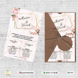 ÜÇGEN KRAFT ZARFLI DAVETİYE ÜK1751 Yasmin Davetiye Düğün Davetiyeleri , Sünnet Davetiyeleri, Nişan Davetiyeleri
