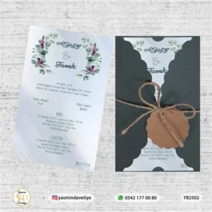 BURGU YEŞİL ZARFLI DAVETİYE YB2502