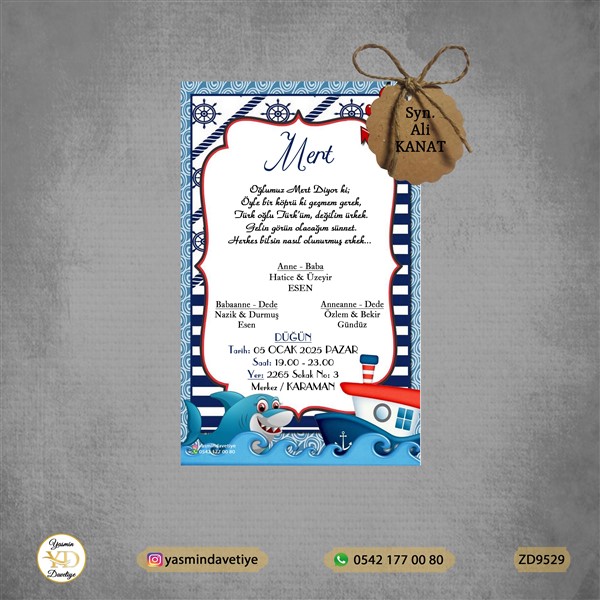 Zarfsız Davetiye+İp+İsimlik – ZD9529 Yasmin Davetiye Düğün - Sünnet - Nişan Davetiyeleri Zarfsız Davetiye+İp+İsimlik - ZD9529 - Görsel 1