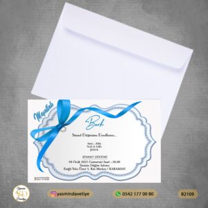 Beyaz Zarflı Davetiye – B2109 Yasmin Davetiye Düğün Davetiyeleri , Sünnet Davetiyeleri, Nişan Davetiyeleri