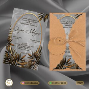 BURGU KRAFT ZARFLI DAVETİYE BK3044 Yasmin Davetiye Düğün Davetiyeleri , Sünnet Davetiyeleri, Nişan Davetiyeleri