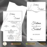 SİYAH BASKILI DİK BEYAZ ZARFLI DAVETİYE SBDB6001