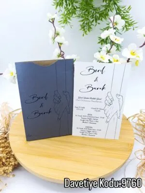 Davetiyelerde Özgün ve Etkileyici Sözler: Romantik, Komik ve Tarihten Günümüze Davetiye Sözleri 13 SİYAH BASKILI KAPALI GRİ ZARFLI DAVETİYE SBGZ9760